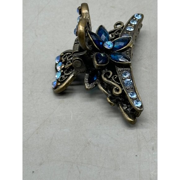 elegant floral metal hair clip blue heart butterfly blue embellished blue READ - Picture 5 of 6